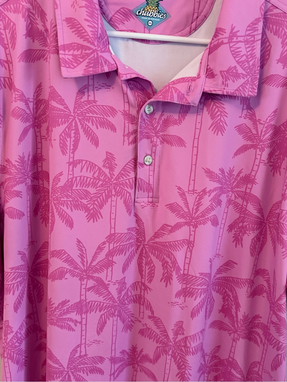 Chubbies Men’s Pink Palm-Print Polo Shirt - Picture 2 of 3
